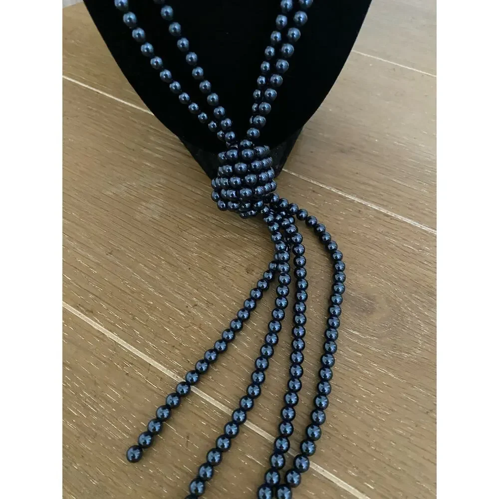 NWOT Charter club, navy faux pearl beaded necklace - Picture 2 of 5